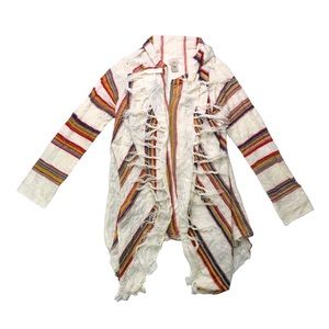 Striped knit open front Cardigan